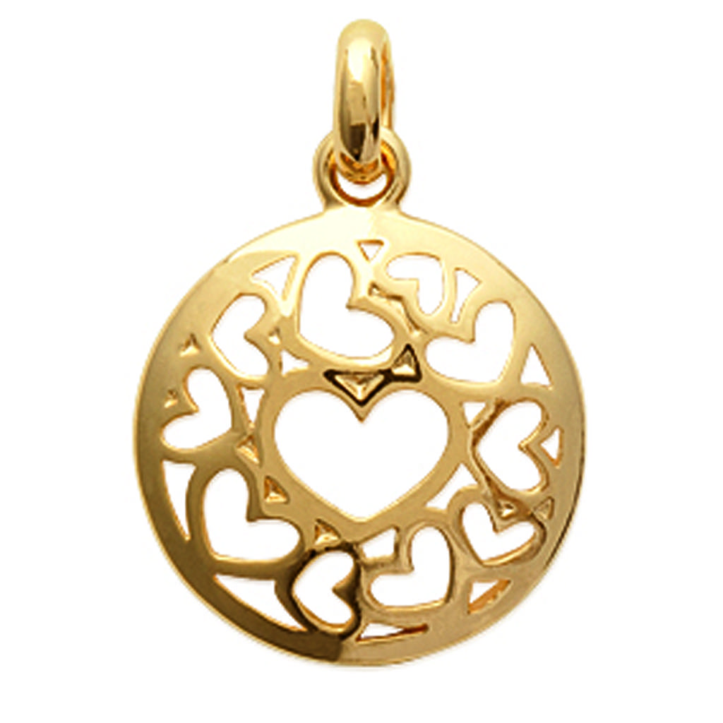 Les Trésors De Lily [J9603] - Gold Plated 'Love' Filigree Pendant - 15 Mm