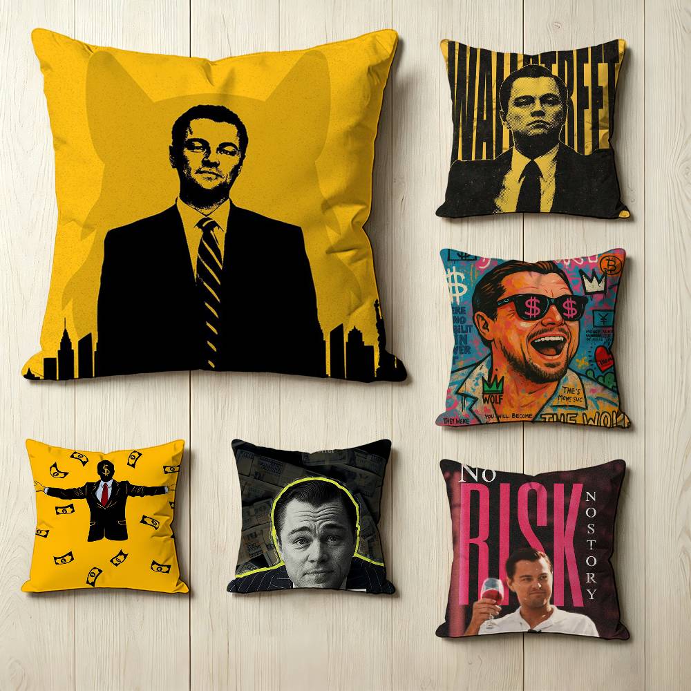 T-The Wolf of Wall Street MOVIE Square Double-Sided printed Pillow Case Bedroom Bedside Pillow Sofa Cushion Cover