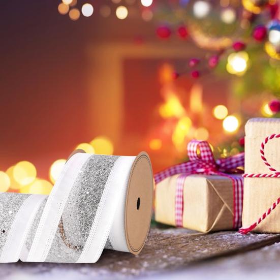 Yousheng 1 рулон 10 ярдов 2,5 дюйма Рождественская лента блестящая подарочная упаковочная лента яркий цвет рождественская елочная лента DIY поделки для украшения дома