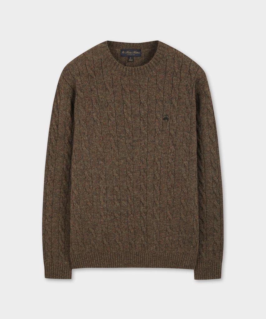 BROOKS BROTHERS [Online Exclusive] Shetland Cable Pullover (Brown) (Bbwrmof410)