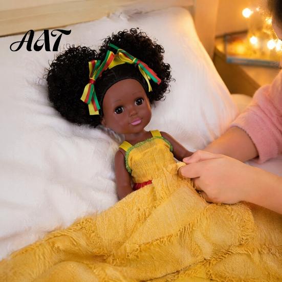 Toddler Toys for Imaginative Play 14 Inch Black Doll with Afro Hair, Soft Vinyl Posable Gift Children Kids, Dress Up Fashion Toy Accessories,