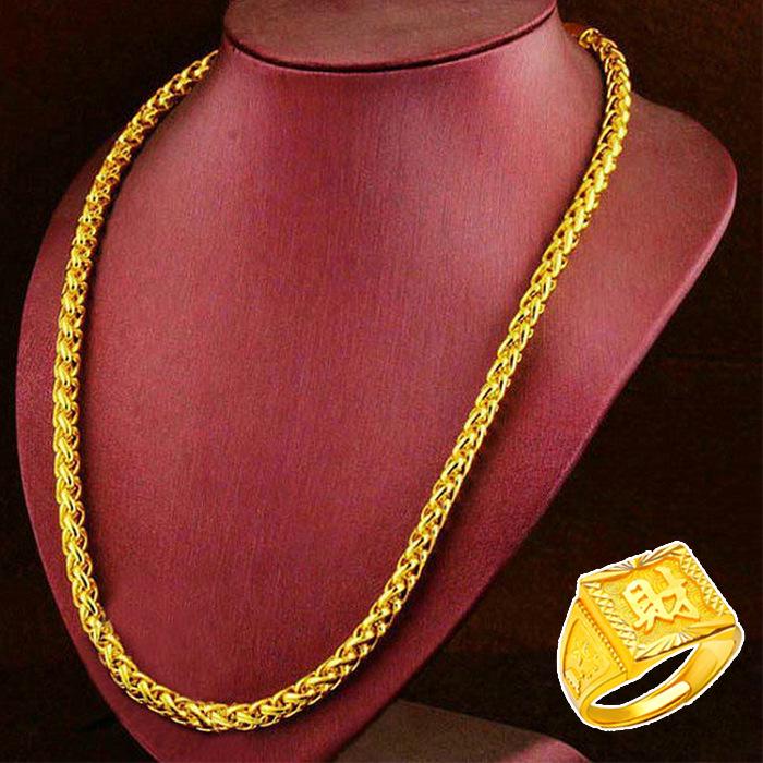 Вьетнамское мужское ожерелье с позолотой песочного цвета – Толстая, массивная, не тускнеющая свадебная цепочка