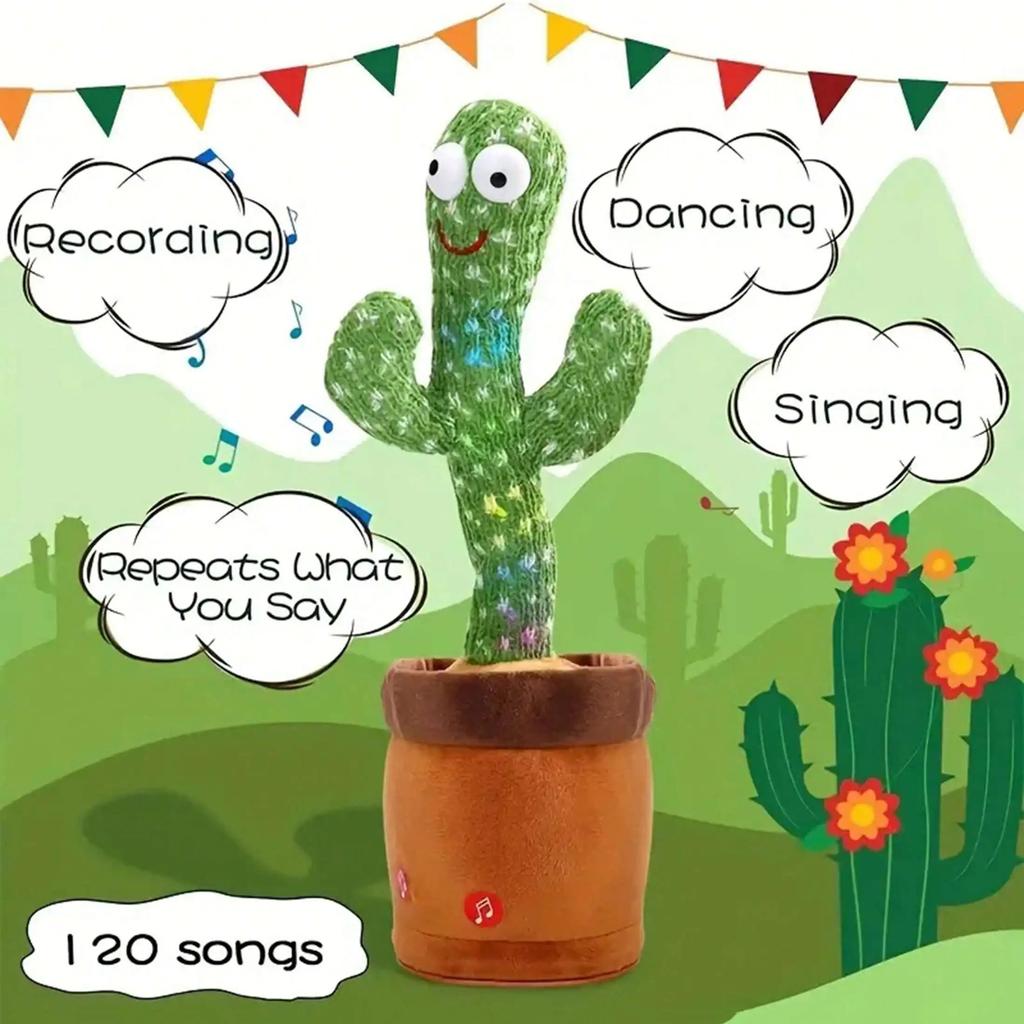 1pc-Dancing Talking Cactus Toys For Baby Boys And Girls, Singing Mimicking Recording Repeating What You Say Sunny Cactus Up Plus