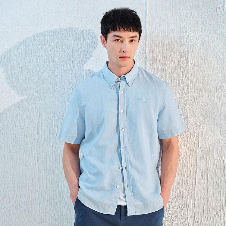 Timberland Однотонная уличная дышащая повседневная приталенная рубашка поло мужские рубашки светло-голубого цвета A24WG-940