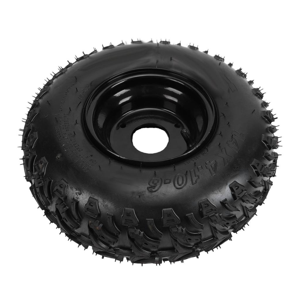 14x4.10 6 Tire with 6in Rim 3 Bolt Pattern Tubeless ATV Tire Wheel Rim Assembly Replacement for Kinder Quad ATV Go Kart