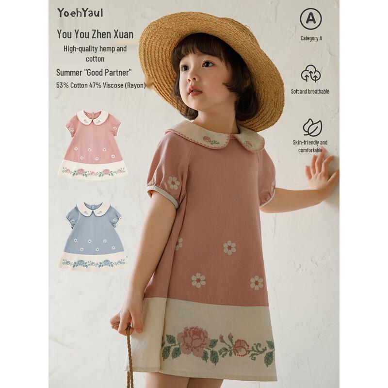 Girl's Retro Floral Puff Sleeve Dress