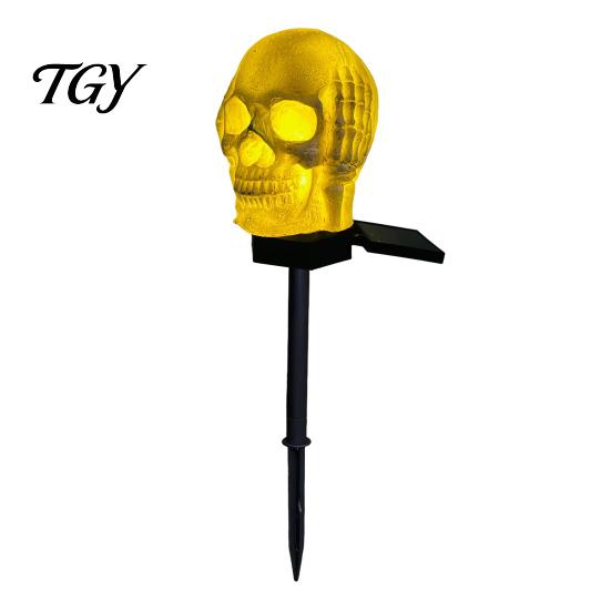 Waterproof Resin Halloween Decorations Garden Skull Solar Light, See Hear Speak No Evil Spooky Gothic Decor for Haunted House LED Light with