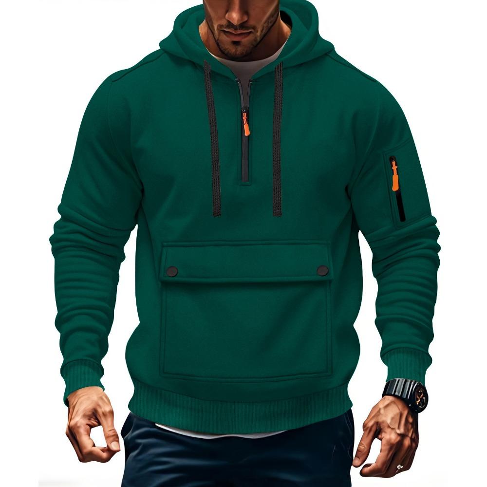 Модный инновационный свитшот Осень и Зима Мужской флисовый Свободный Большой карман Худи на большой молнии