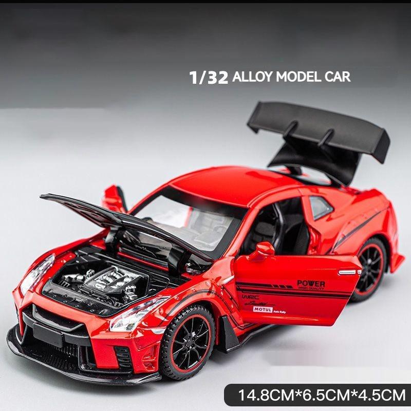 1:Масштаб 1:32 Спортивный автомобиль Nissan GTR R35 из сплава Литая модель Со звуком и светом Настольная коллекция Декоративный подарок Для мальчиков Дисплейный орнамент