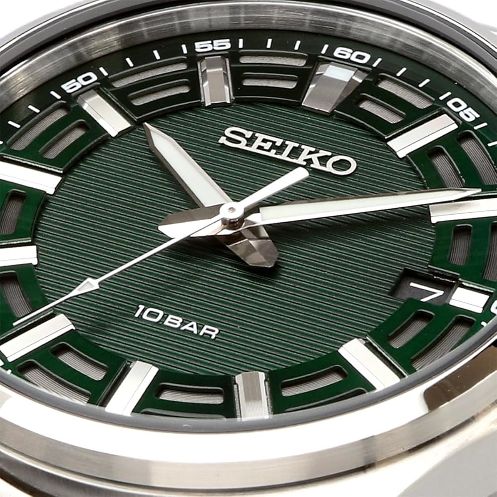Мужские кварцевые часы Seiko Зеленые с регулируемым ремешком и инструментом Сделано в Японии