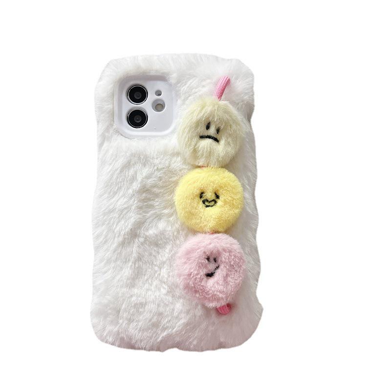 Чехол для телефона Apple 14 Promax Plush Autumn/Winter 12 со смайликом, ремешок на запястье, X Полный комплект, 13 Защита от падения, 11 Силикон.