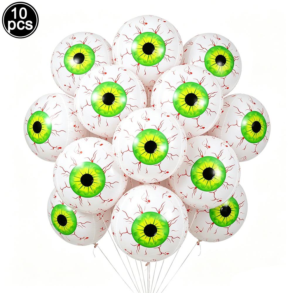 10pcs Terrifying Blood Eye Inflatable Aluminum Foil Balloon 5 Colors Eye Balloon Happy Halloween Party Decoration Supplies Gifts