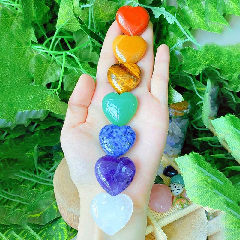 Colored Heart-shaped Love Heart Gemstone Handicraft Amethyst Agate Irregular Mineral Healing Stone Home Desktop Ornaments Decor