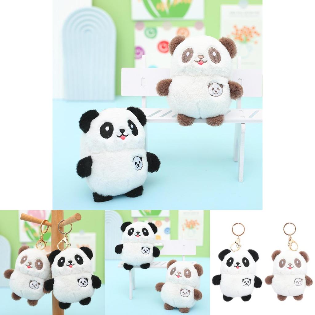 Cute Panda Plush Keychain Soft Snow Mink Fur Stuffed Animal Bag Charm