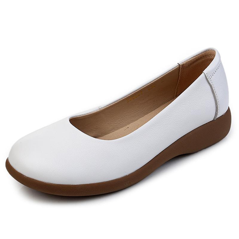 Женские туфли на плоской подошве, слипоны, белый верх из коровьей кожи, для беременных женщин, универсальная и удобная женская обувь с мягкой подошвой