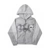 Hipster Streetwear Hooded Zip-Up Sweatshirt Jogger Pants Set With Bold Letter Print Women Fall Winter Casual Outfit