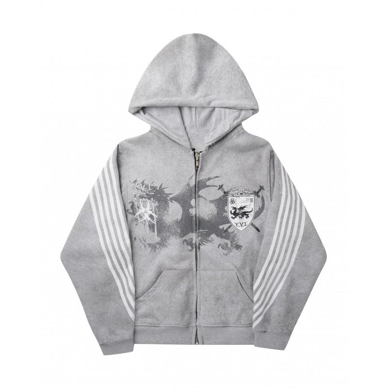 Hipster Streetwear Hooded Zip-Up Sweatshirt Jogger Pants Set With Bold Letter Print Women Fall Winter Casual Outfit