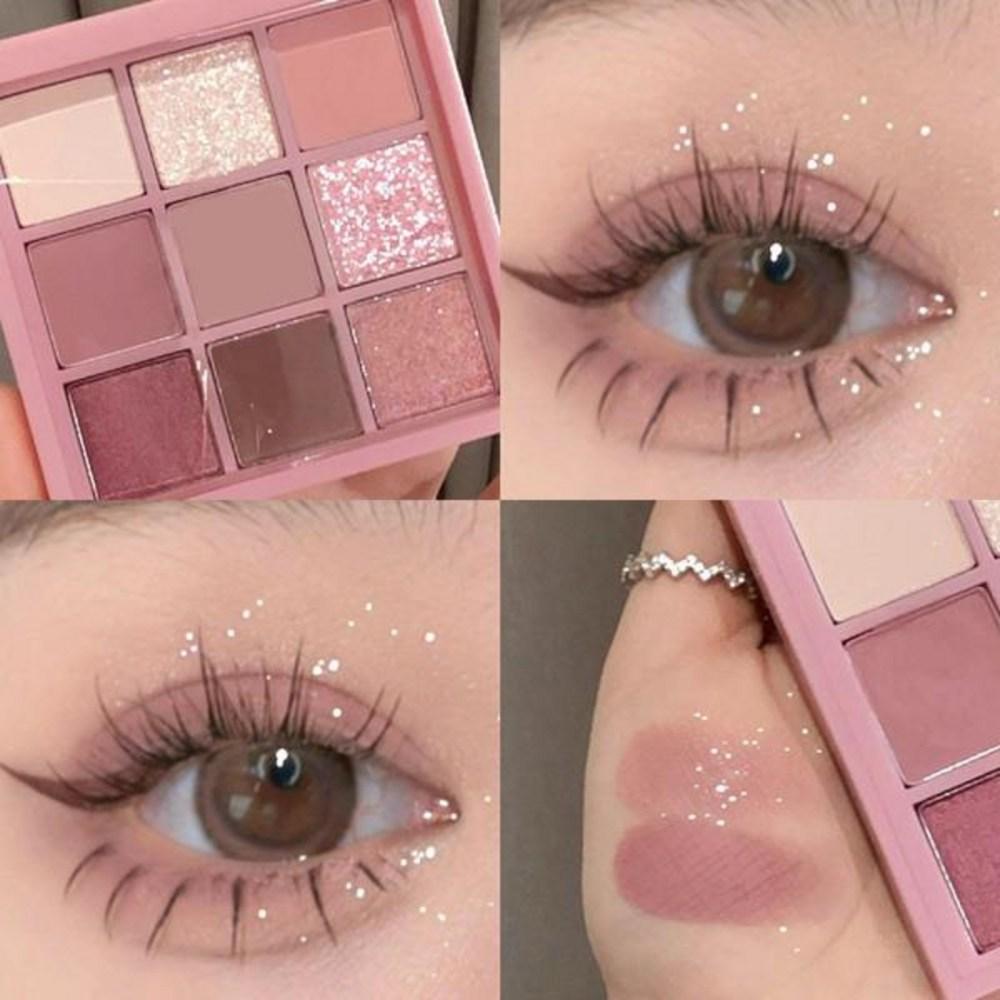 Новая палитра теней для век Nine Color Eyeshadow Palette Rose Pink Pearly Matte Eye Shiny Pigment Makeup Sequin Lasting I4F8, 01 A