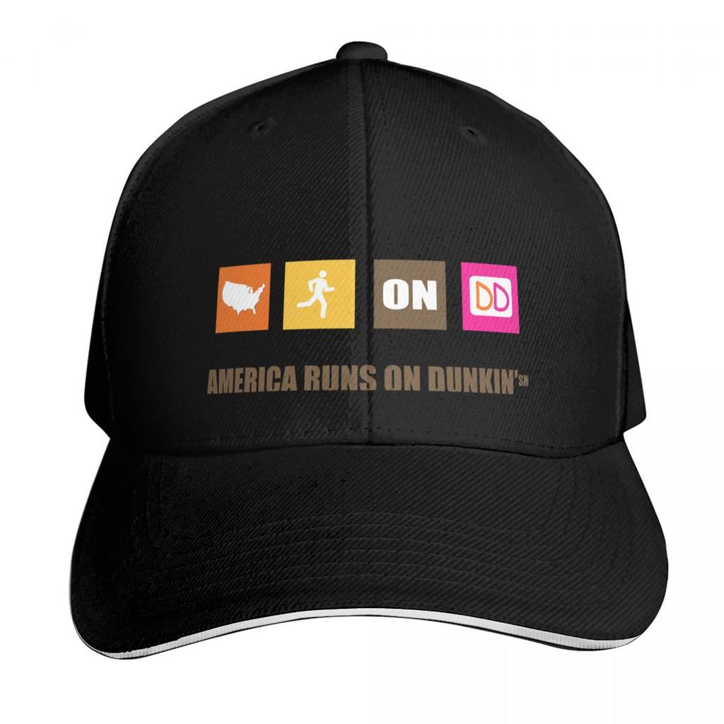 America Runs On Dunkin Baseball Cap Vintage Retro Embroidered Lightweight Packable Gift for Him Her