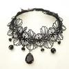 Свадебное ретро черное цветочное черное кисточное женское украшение в стиле стимпанк черное кружевное ожерелье-чокер