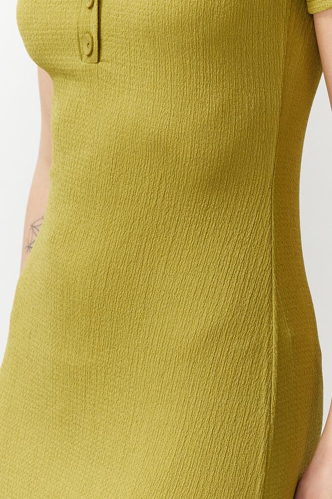 Women's Dress New Season Fashion Green Slit Knitted Dress