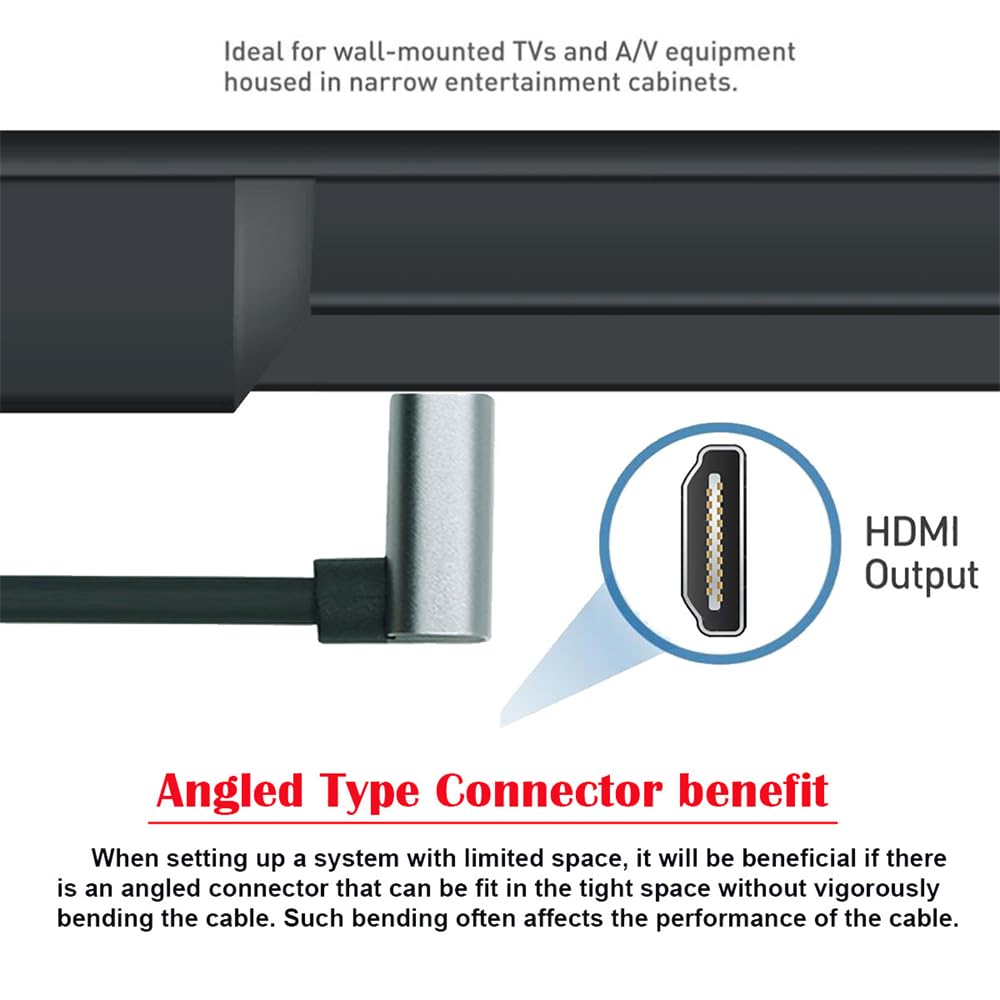 Cablecc HDTV HDMI Папа-Папа 8K Гипергибкий Тонкий 90 Градусов Вниз для 50см Ультратонкого 2.1 Кабеля, 4K, Шнур, Угол, Тип-A, Компьютеров, HDTV
