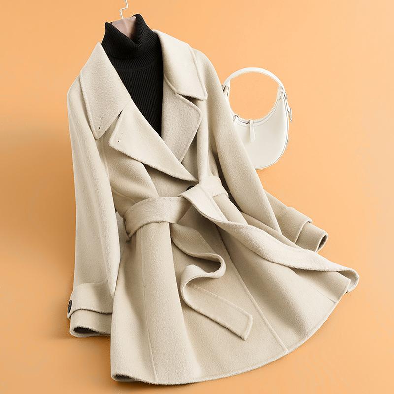 Double-sided Wool Coat Women's Medium and Long Spring New Woolen Coat High-end Small Woolen Coat