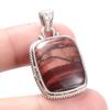 Натуральный камень Красный Тигровый глаз 925 Проба Стерлинговое серебро Подвеска 1.3" U0U18