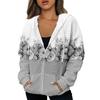 Women's Autumn And Winter Casual Fashion Hoodie Sweatshirt Printed Zip Jacket With Pockets