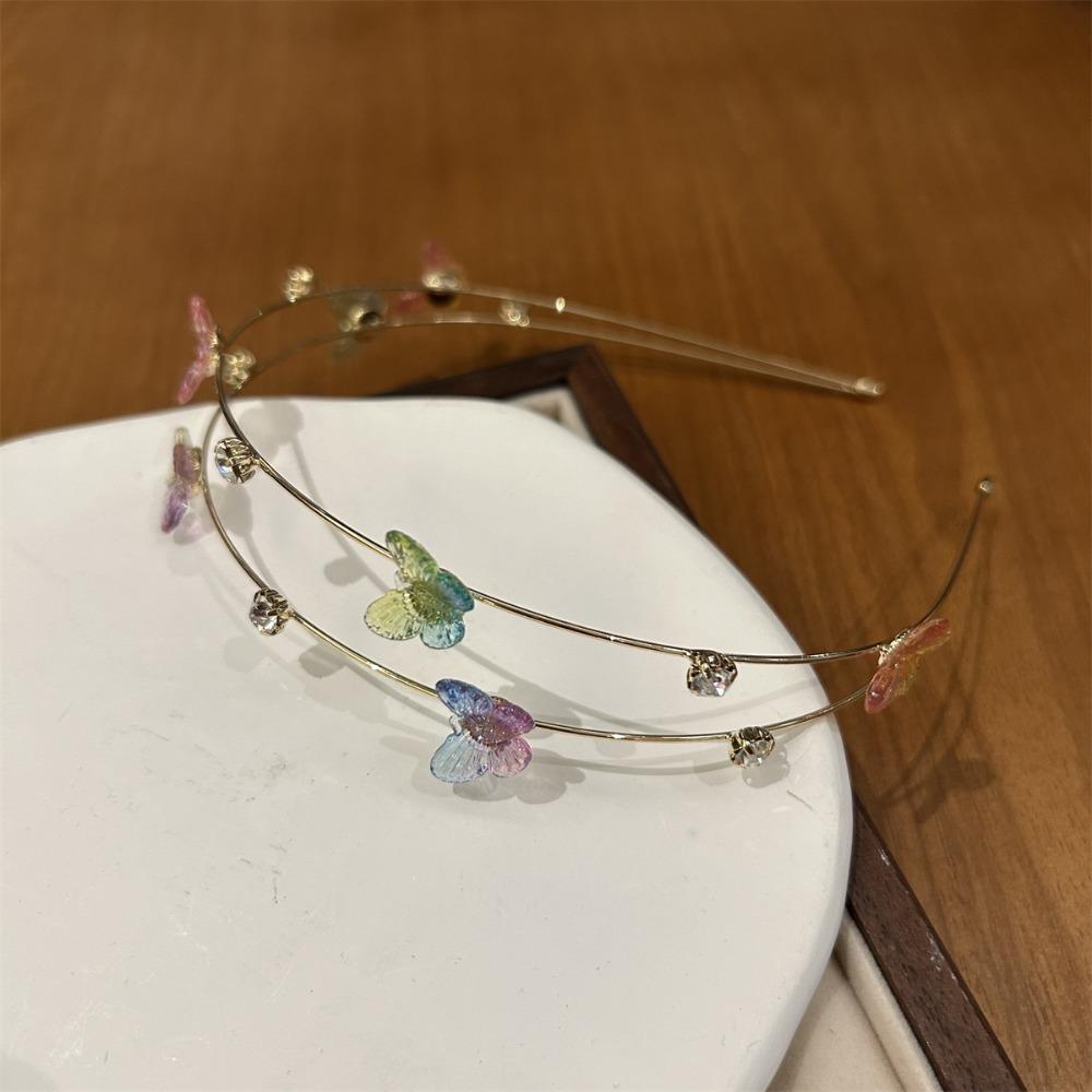 Тонкие резинки для волос с двойным корнем из цинкового сплава, обруч для волос в виде цветка, подарки, обруч в виде бабочки