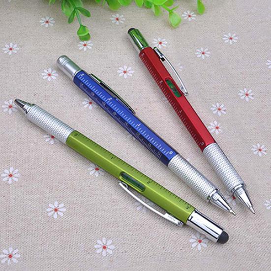 6 в 1 многофункциональная шариковая ручка стилус пузырьковый уровень линейка отвертка инструмент