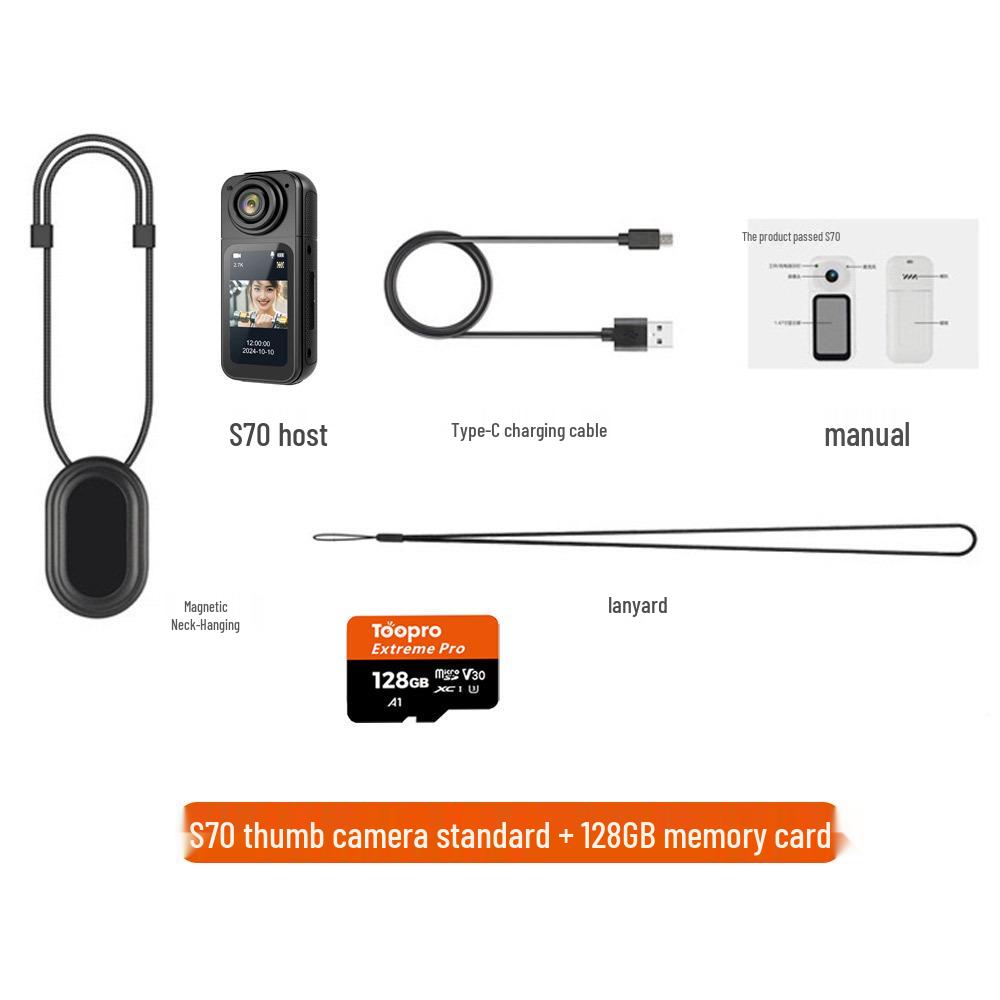 Magnetic 2.7K Night Vision Action Camera with Image Stabilization - Wearable Outdoor Thumb Camera for Cycling