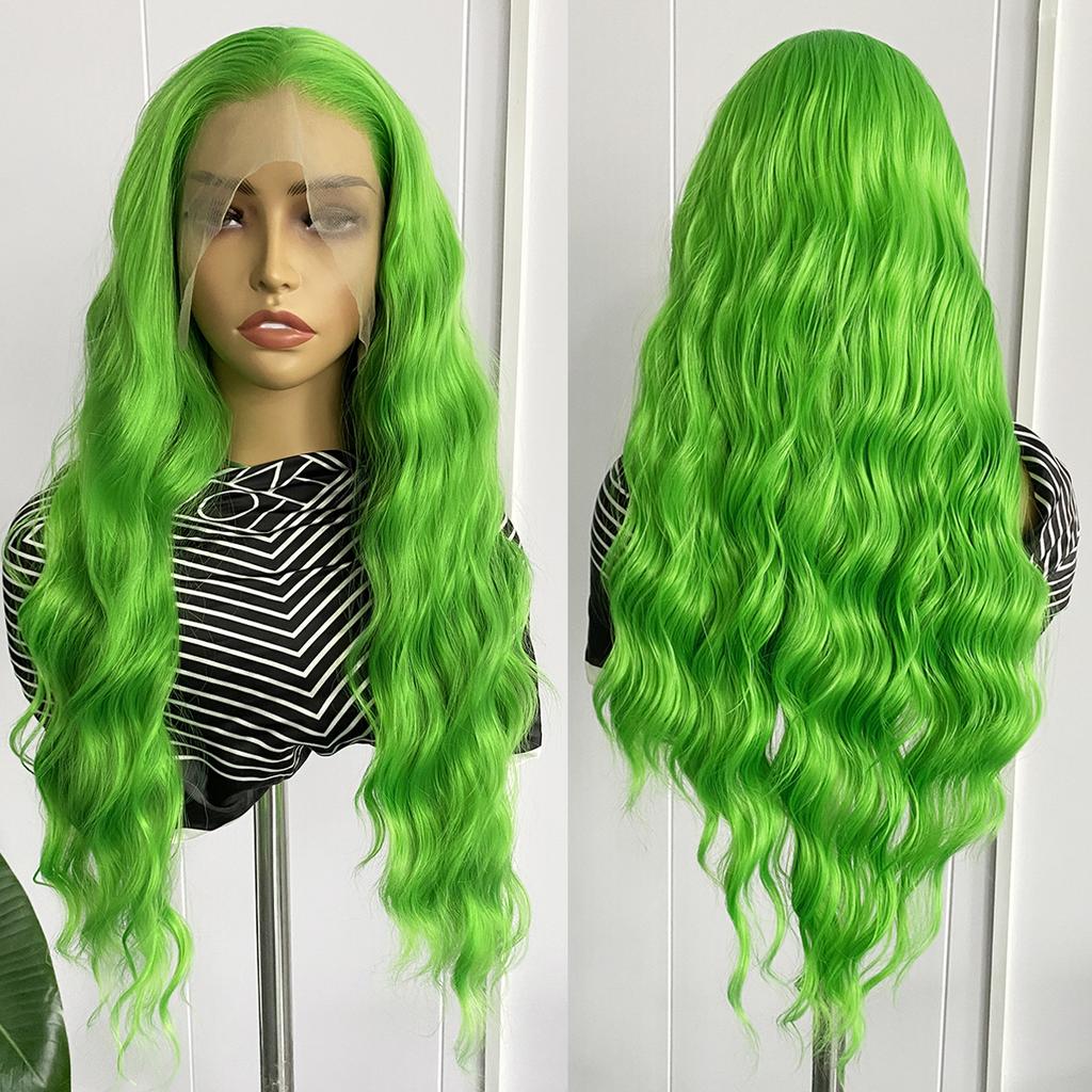 AIMEYA Platinum Blonde Lace Front Wig for Women Girls Long Body Wave Heat Resistant Synthetic Lace Wigs Daily Use Cosplay Party