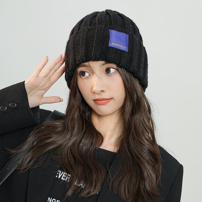Корейская версия прямой вязаной шапки из дынной кожуры, дети показывают свои лица, молодые студенты, осенне-зимняя универсальная модная теплая шерстяная шапка пара