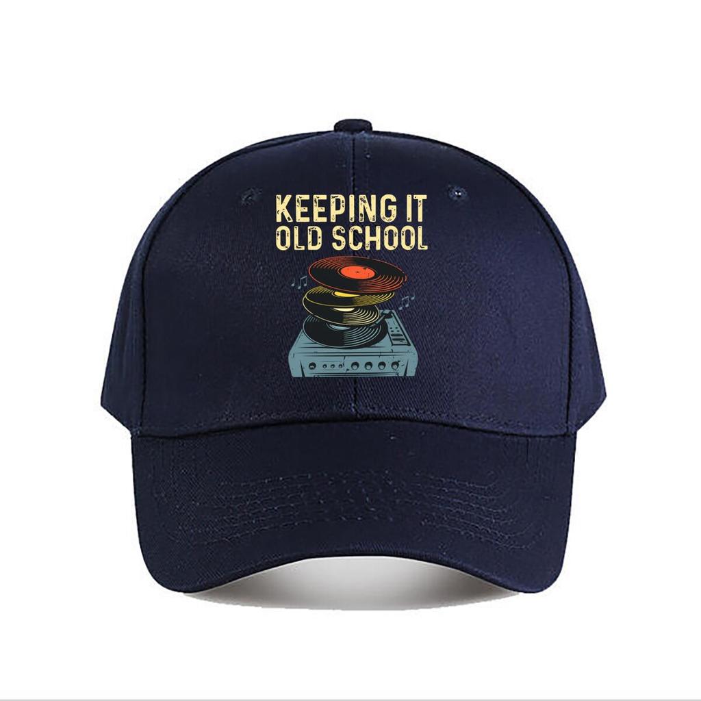 Keeping It Old School Vinyl Record Turntable Graphic Baseball Cap Fashion Unisex Sunhat Womens Outdoor Sports