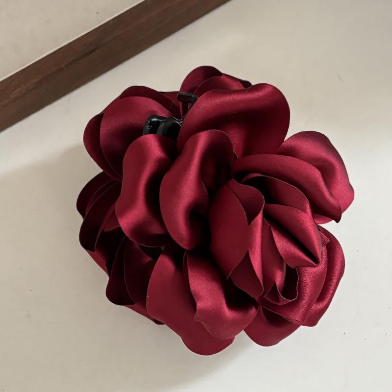 Тканевый цветок розы заколка-краб для волос для женщин девушки зажим для волос пластиковый зажим для хвостика летний головной убор аксессуары для волос