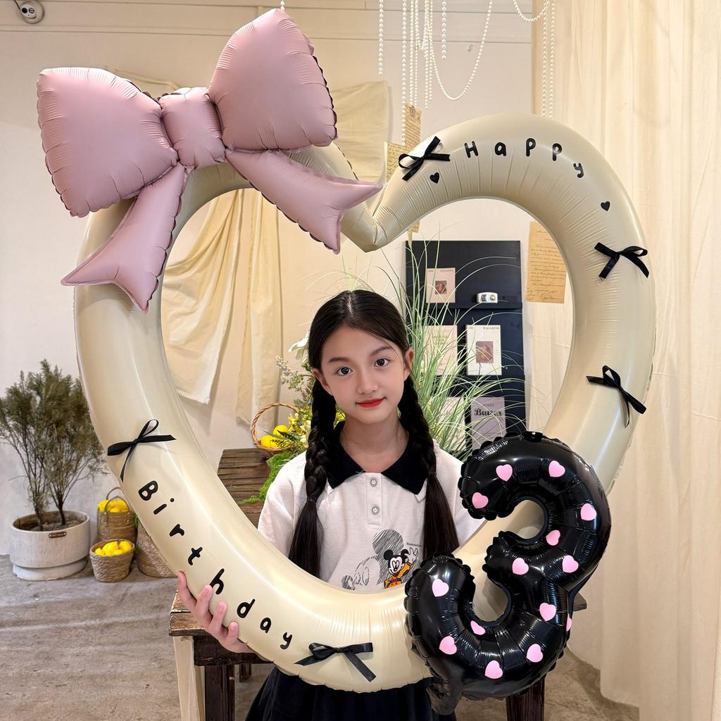 40-дюймовый розовый фольгированный шар в форме сердца, черный цифровой алюминиевый декор для вечеринки по случаю дня рождения, украшение для детского праздника, подарок для девочек на свадьбу, реквизит для детского праздника