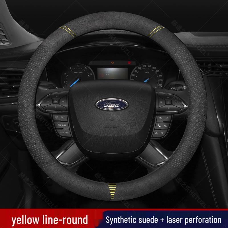 Кожаная оплетка на руль для Ford Ranger, дышащая и нескользящая, сделай сам, прошивка