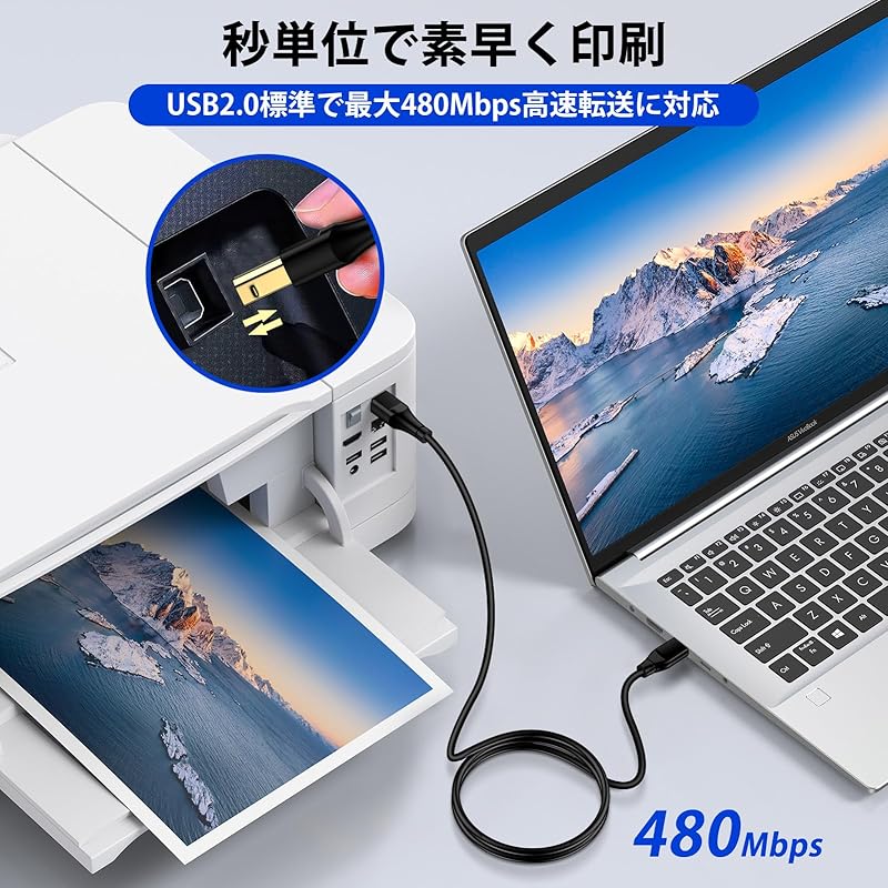USB C To B Printer Cable USB Cable Type-C Type-B Cable High Durability Audio DAC Mixer MIDI Keyboard Electronic Piano Dj Controller Printer Vinegar