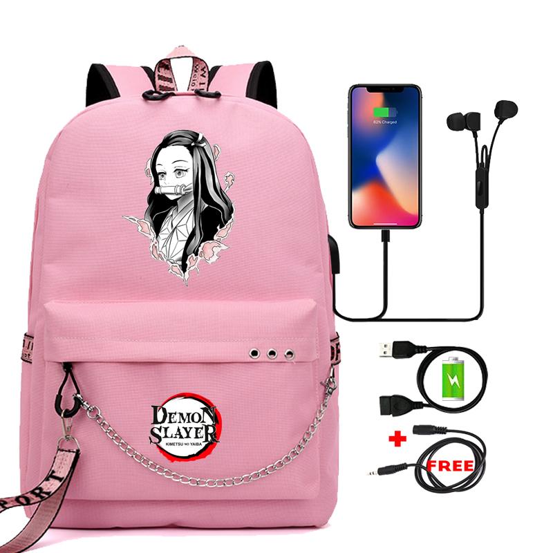 Аниме Demon Slayer Nezuko Bookbag Подростковый рюкзак Школьные ранцы для мальчиков и девочек Mochilas Мультяшный принт Сумка для ноутбука Снова в школу Рюкзак