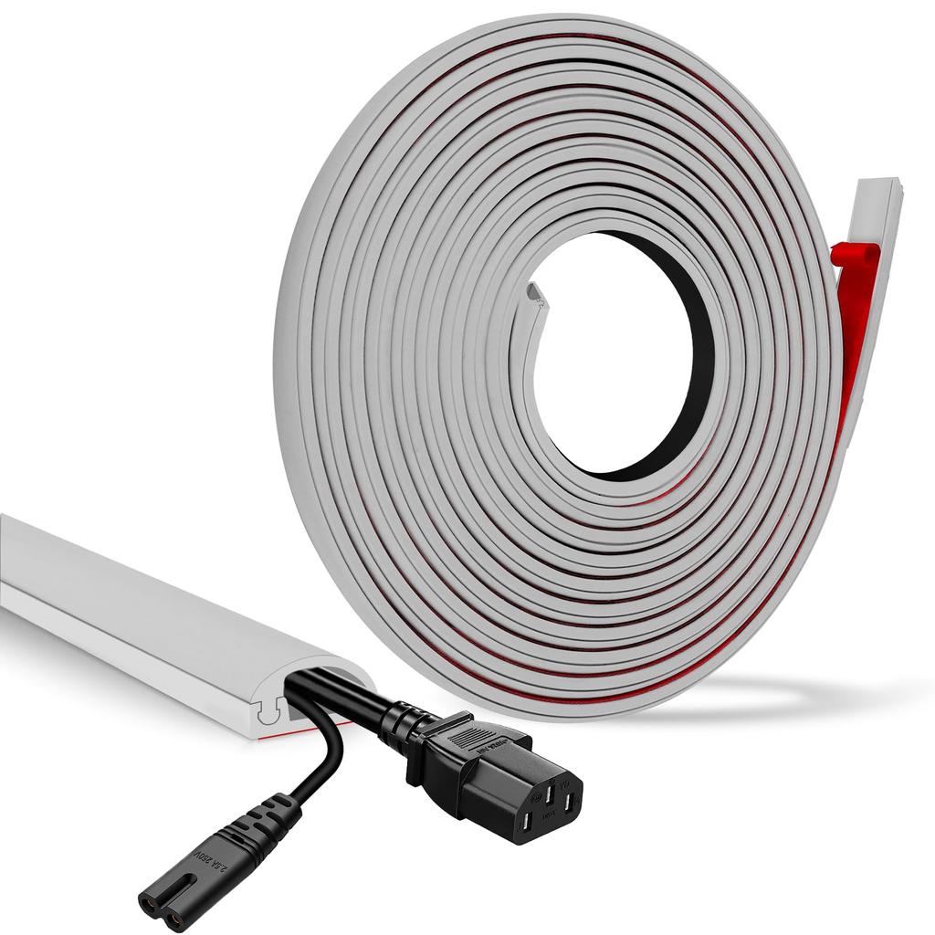 Adhesive Cable Cover, Concealed Wire Cover, Cord Protector, Cable Cover, Easy Installation, Protects Electrical Wires, for Home and Office Use (Gray,