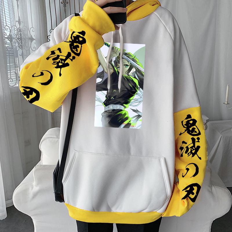 Demon Slayer Tokitou Muichirou, популярные аниме лоскутные толстовки, весенние толстовки с длинными рукавами для женщин и мужчин, уличная одежда большого размера с круглым вырезом