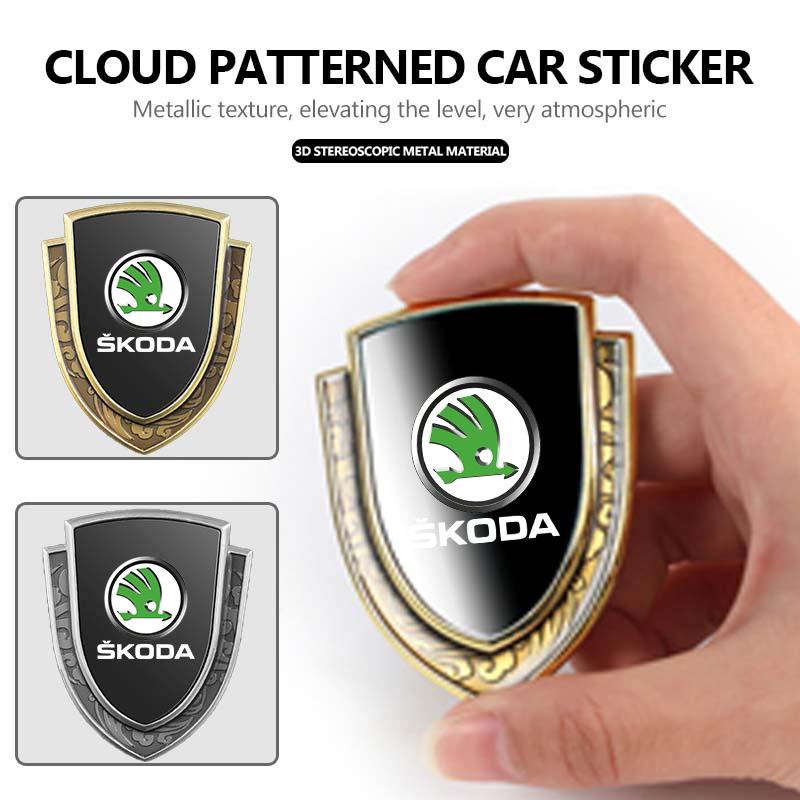 AAABU1 3D Metal Car Body Sticker Emblem Badge Rear Tail Trunk Decal Auto Accessories For Skoda Rapid Octavia Derivative Enyaq-iV