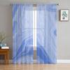 Marble Texture Turquoise Sheer Curtains for Living Room Decoration Window Curtains for Kitchen Tulle Voile Organza Curtains
