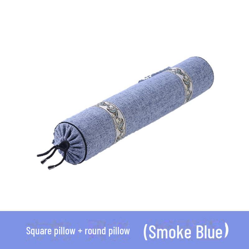 Цилиндрическая подушка для шеи из бамбукового угля с льном и моксой для поддержки шеи