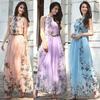 Floral Print Halter Chiffon Long Dress Women Dresses Sexy Casual Beach Dress