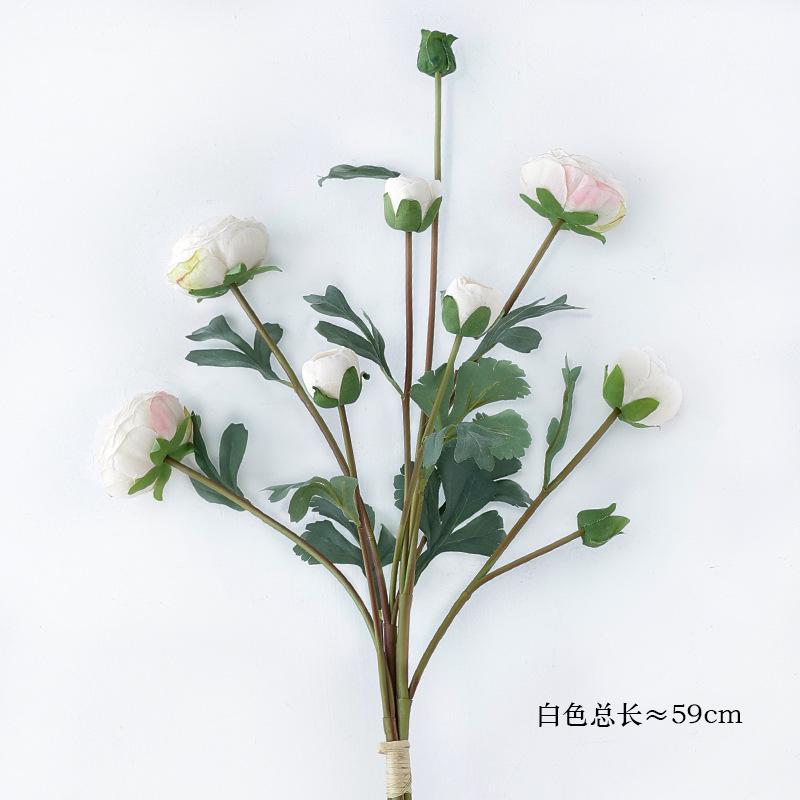 Simulation 3-branch bundle peony 9-head dew lotus fake flower home decoration ornament