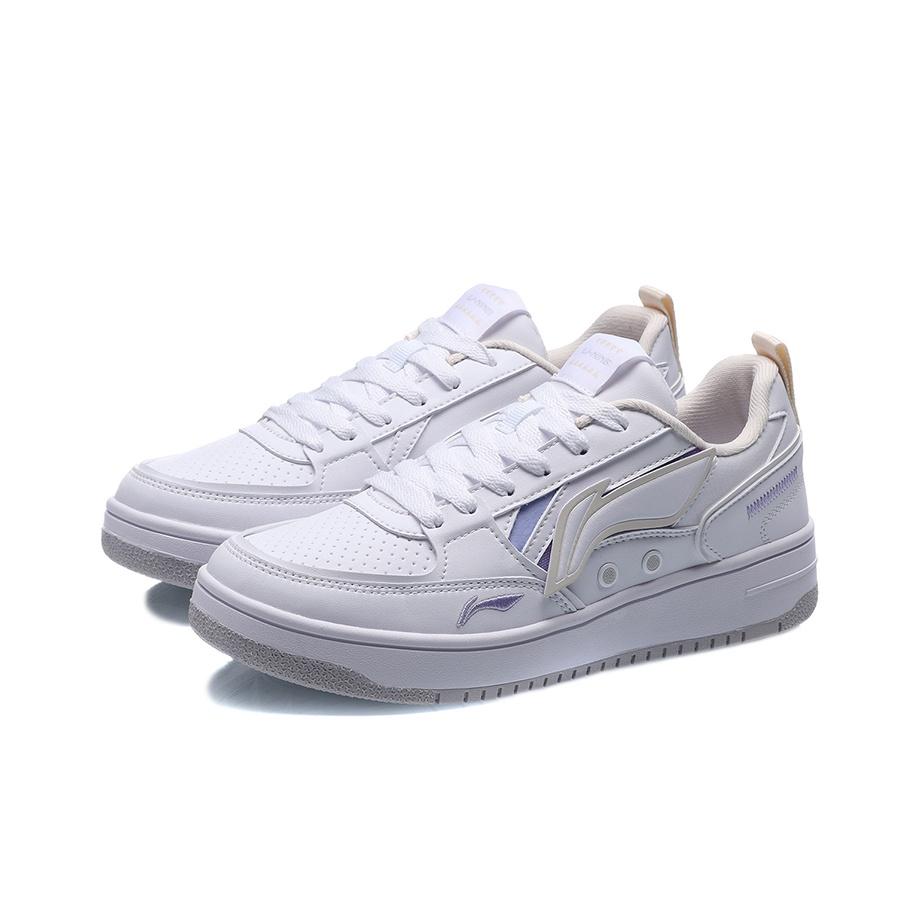 Кроссовки Li Ning Sports Lifestyle Series из прочной дышащей ткани с низким верхом для скейтбординга, женские, белые, фиолетовые, AGCQ544-2