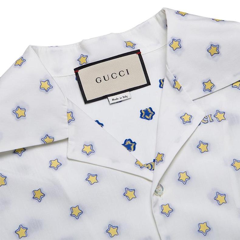 Gucci Рубашки Мужские Белая Лацканы Умеренная Рубашка 546192-ZAADT-9011