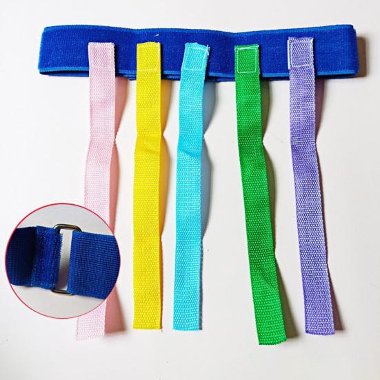 Outdoor Children Tail Pulling Game with 6 Colorful Belts Kindergarten Garden Lawn